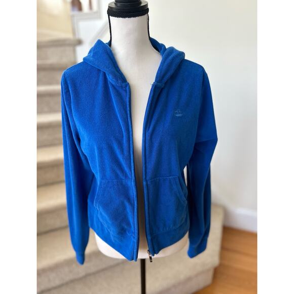Vintage Juicy Couture Cobalt Blue Terry Cloth Zip Up Hoodie - Picture 2 of 6